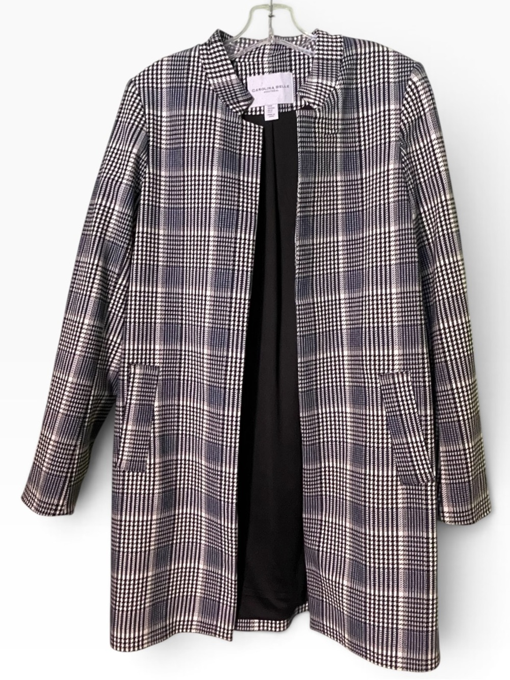 Carolina Belle open-front, longline blazer in glen plaid pattern. Size M GUC - Picture 4 of 10